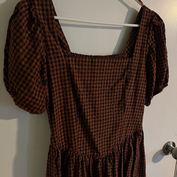 Japna Brown Checkered Midi Dress - Picture 2 of 4